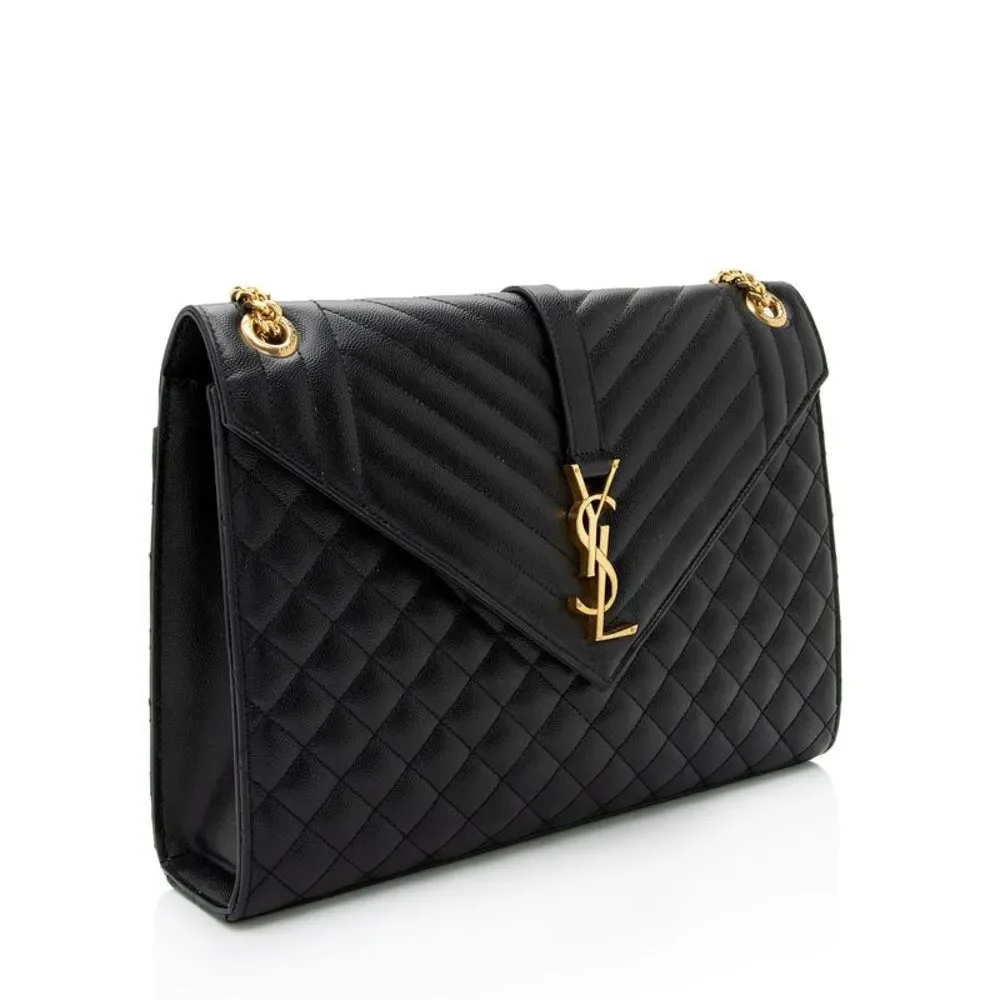 Saint Laurent Mixed Matelasse Grain de Poudre Monogram Large Envelope Bag - Picture 2 of 15